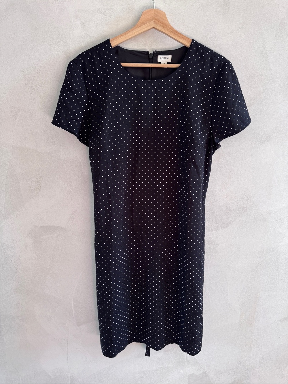 J.Crew - Black & White Polka Dot Dress with Tie Waist - Size 14
